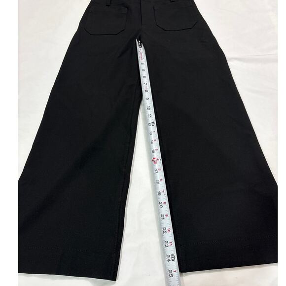 Maeve Anthropologie Colette High-Rise Crop Wide-Leg Pants Black Closet Staple - Picture 11 of 12